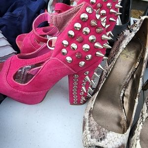 Vintage Pink Spiked Heels